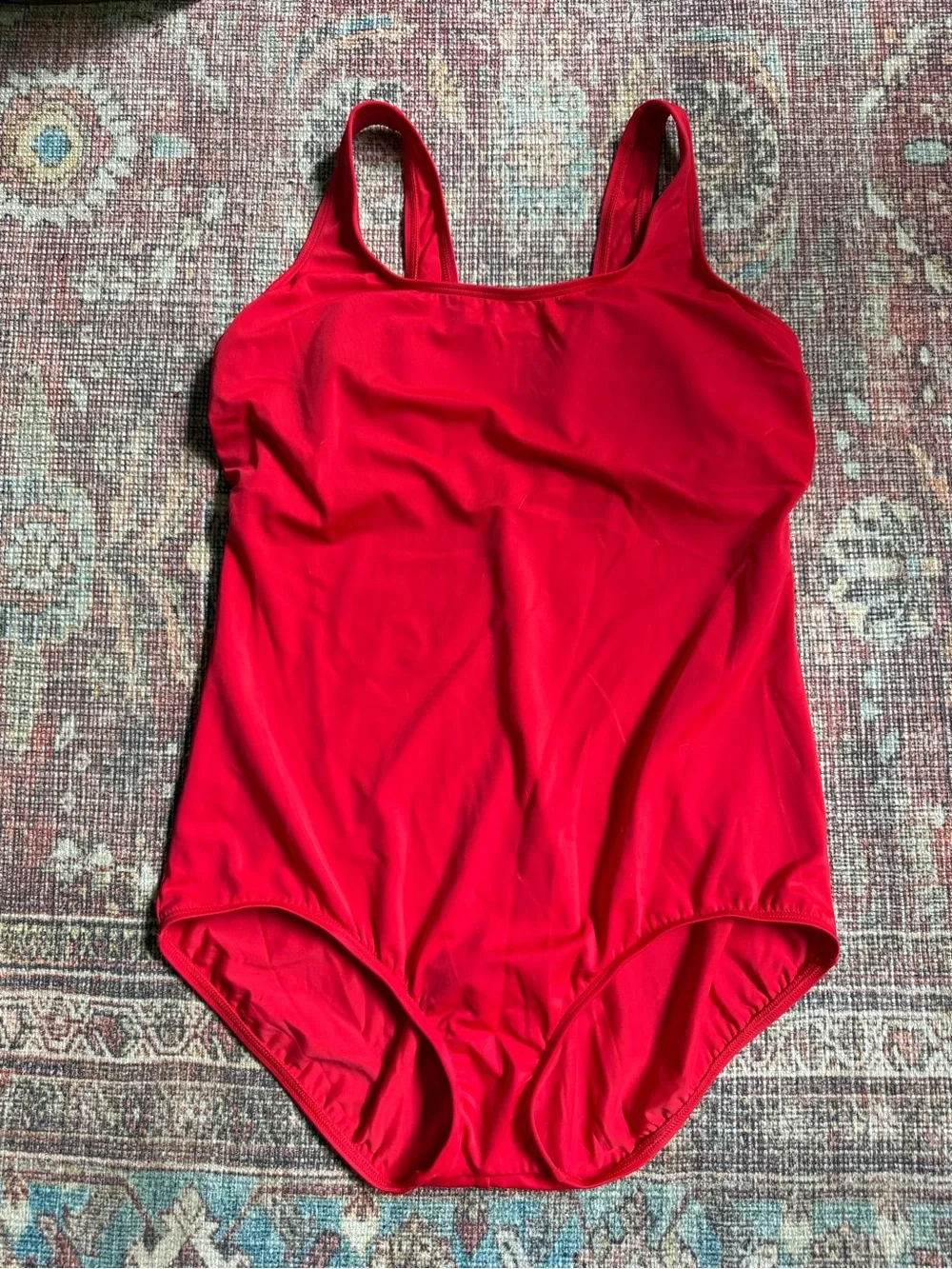 Lands End Women’s 16 Classic Solid Red One-Piece Swimsuit